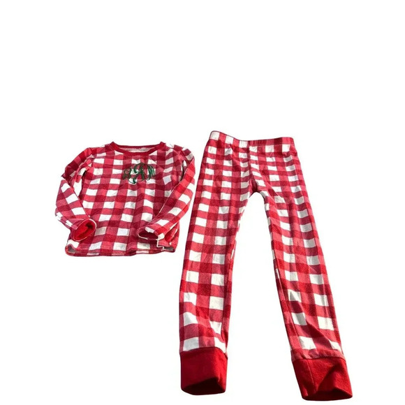MARLEYLILLY Toddler Girls Pajamas Christmas Monogrammed GJM Red/White/Green Size - Picture 1 of 8
